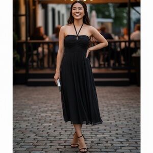 Laundry Shelli Segal Silk Halter Strapless Dress Chiffon Size 6P NWT